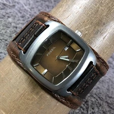 Fossil Men JR9156 Date Leather Bund Strap Quartz For Watch Parts Or Repair Only
