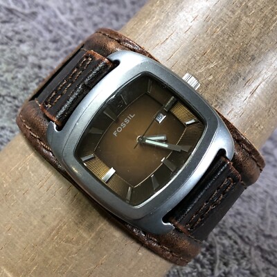 Fossil Men JR9156 Date Leather Bund Strap Quartz For Watch Parts