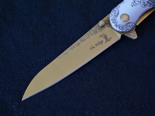 Gold Bear Spring Assist Pocket Knife Victorian Era Grizzly Ornate Full Metal 8” - Picture 4 of 4