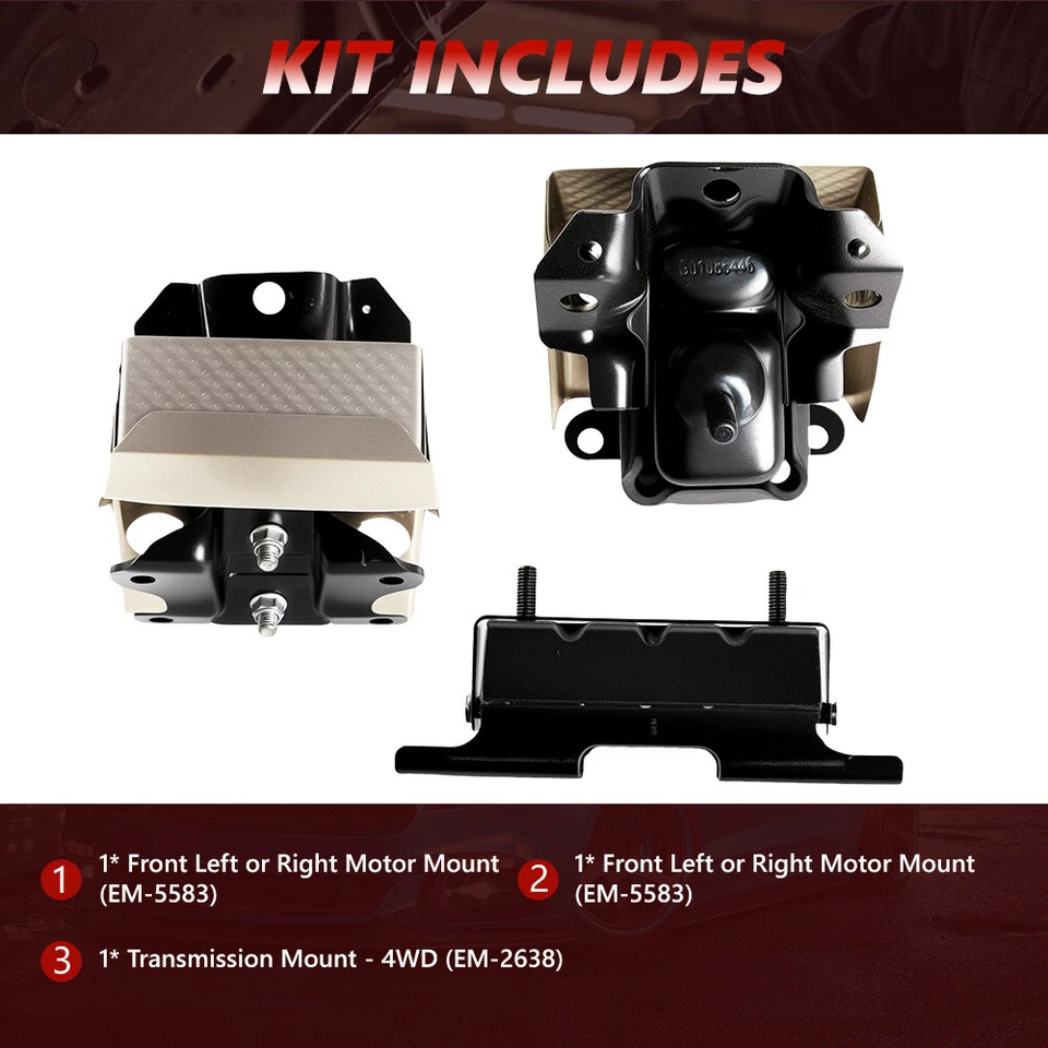 3PCS Motor & Trans. Mount For Chevy Suburban GMC Yukon Silverado Sierra Tahoe Foto 2 de 4