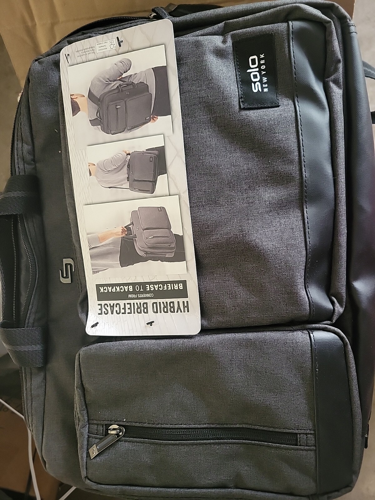 NEW W/TAG SOLO NEW YORK DUANE HYBRID BRIEFCASE BACKPACK GREY UBN310 15.