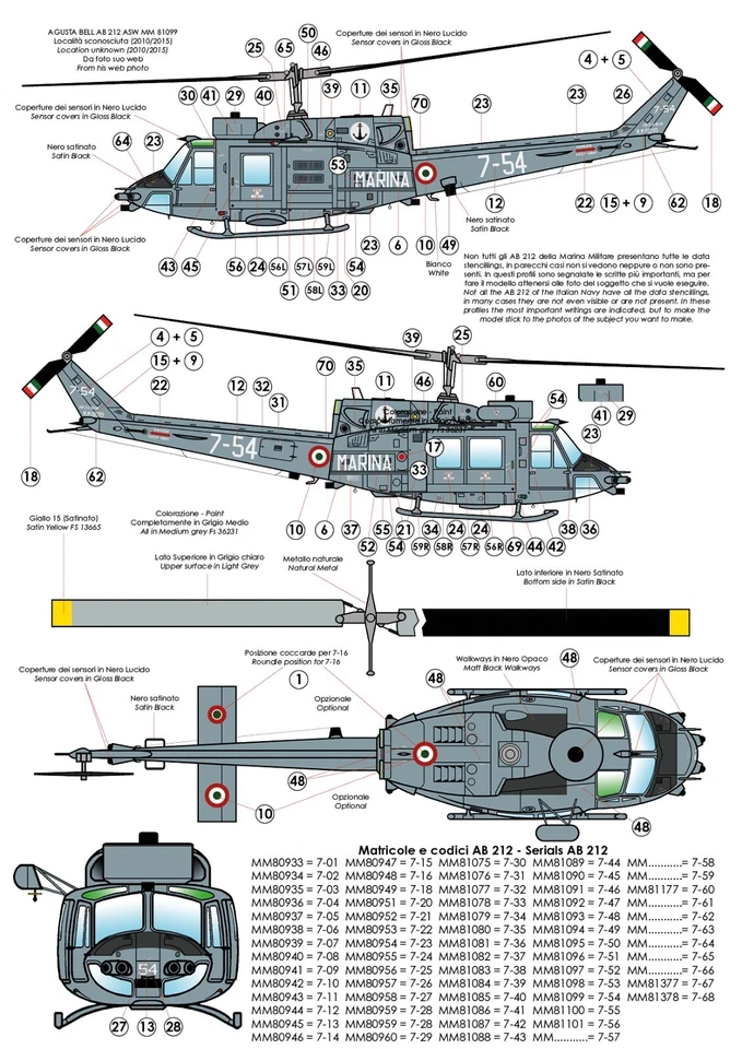 TAURO MODEL TM48/591 AGUSTA BELL AB 212 LO-VIZ MARINA MILITARE SCALA 1:48 - Immagine 3 di 3