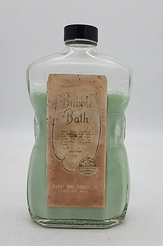 Vintage StanHome Bubble Bath 1 Pint Glass Bottle- 90% Contents Art Deco - Picture 2 of 9
