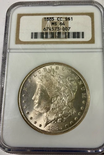 1885CC Morgan Silver Dollar better date Carson City coin MS64 graded NGC