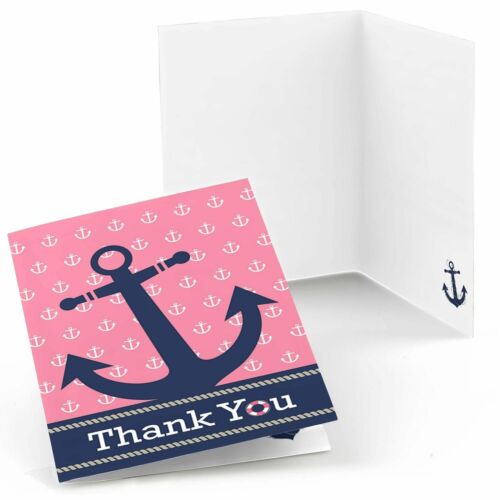Ahoy - Nautical Girl - Baby Shower or Birthday Party Thank You Cards (8  count) 849563053210 | eBay