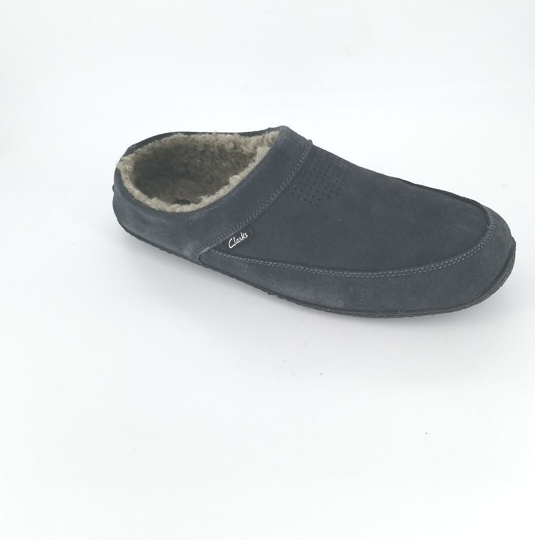 Clarks Mens Slipper Perforated Suede Leather Upper JMS0721 - Warm Plush Sherpa Lining - Indoor Outdoor House Slippers For Men (9 US Dark Brown)