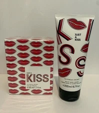 VICTORIA'S SECRETS 2PS JUST A KISS EAU DE PERFUM 1.7 & BODY CREAM 6.7 FL OZ