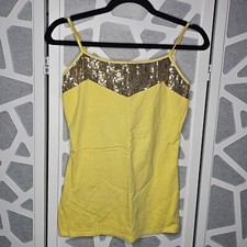 Express Fitted Bra Cami Tank Top Yellow Sequins Size Medium