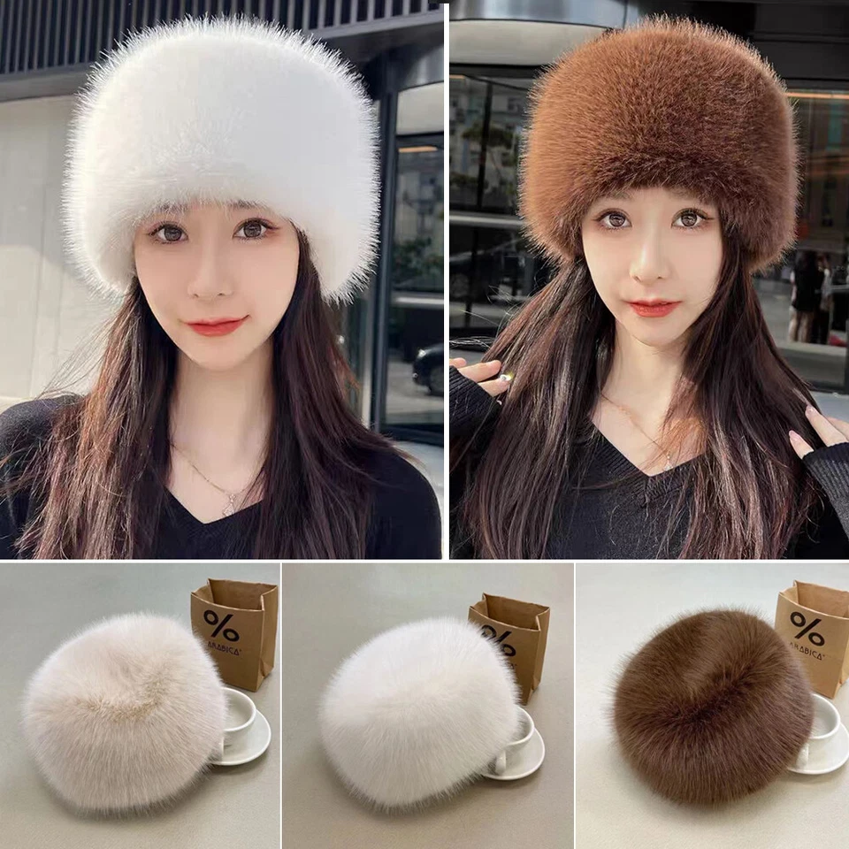 Invierno Moda Cálido Imitación Piel Sombrero Imitación Piel Zorro Boina Gorra Damas Sombrero Gorra Foto 2 de 4