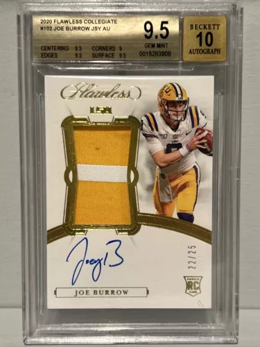 2020 Joe Burrow Flawless On Card Auto Rookie 22/25 BGS 9.5 Auto 10 Player Worn