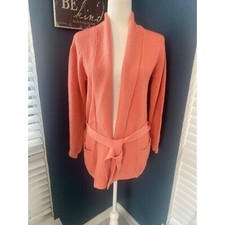Vintage Givenchy Sport Women's Coral Cardigan Sz M Open Sweater Belted Pockets