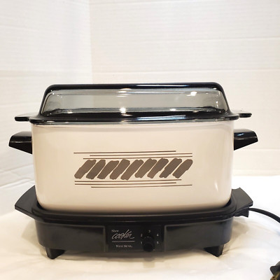 West Bend Slow Cooker with Glass Lid Base Cord Container White Tested Works