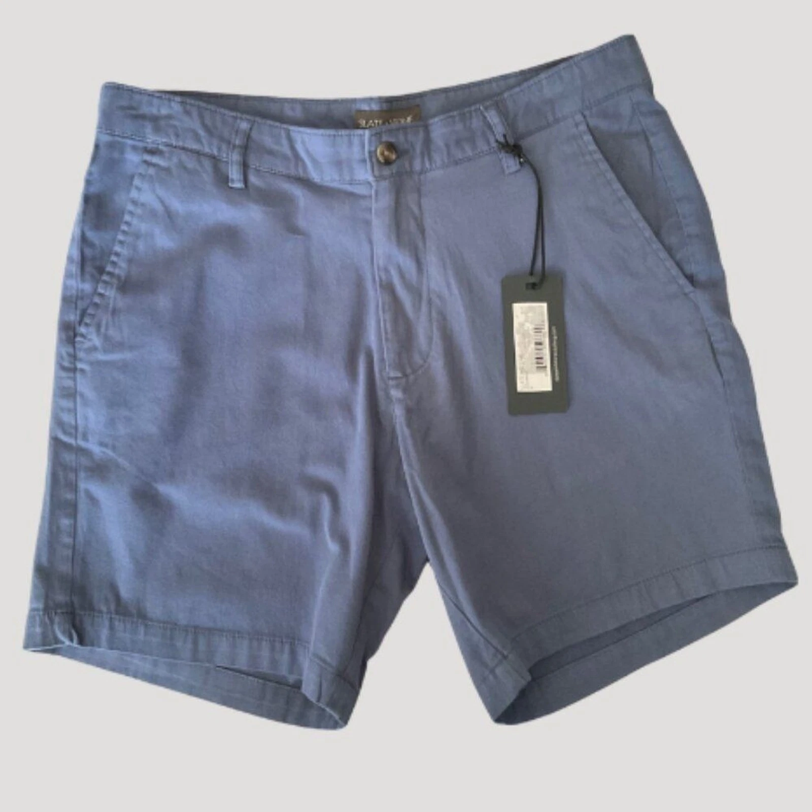 Slate & Stone Men’s Flat Front Stretch Chino Shorts Blue/Grey Size Waist 32 NWT