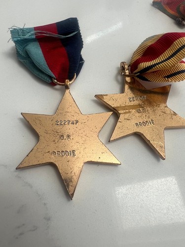 SET OF 4x WW2 MEDALS INC SOUTH AFRICA SERVICE - EACH ENGRAVED 222747 W.R BRODIE - Picture 4 of 9
