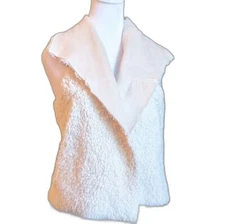Reversible Faux Sherpa and Suede Open Vest Ivory Cream Size Medium