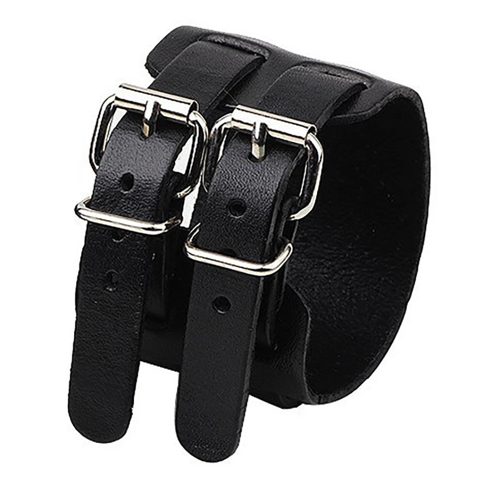 Zense - Bracelet de force noir en cuir pour homme avec double lanières ZB0265 - Photo 2/4