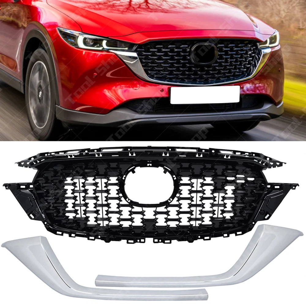 FOR 2022 2023 Mazda CX5 CX-5 Front Upper Grille With Chrome Trim