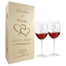 Geschenkset Hochzeit Rotweingläser personali...