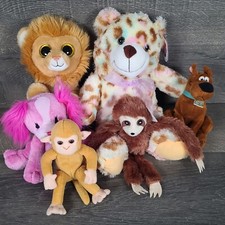 Mixed Lot of 6 Plush Stuffed Animals Monkeys TY Lion Louie Scooby Doo Dog Bear