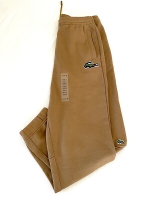 Lacoste Oversized Unisex Organic Cotton Fleece Sweatpants- Light Brown- 4-  M