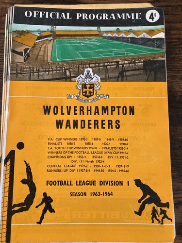 Wolves Wolverhampton Wanderers 1962/63 1963/64 1964/65 HOME programmes FREE POST - Picture 66 of 143