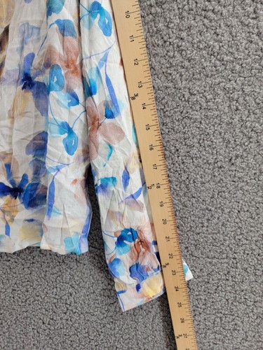 Bella Dahl Floral Blouse Women's M Multi Crew Neck Long Sleeve Button Closure - Picture 5 of 19