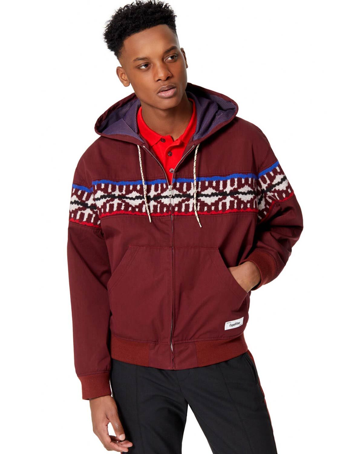 Мужская экспедиционная куртка с капюшоном Kenzo небольшого размера бордового цвета 59290₽