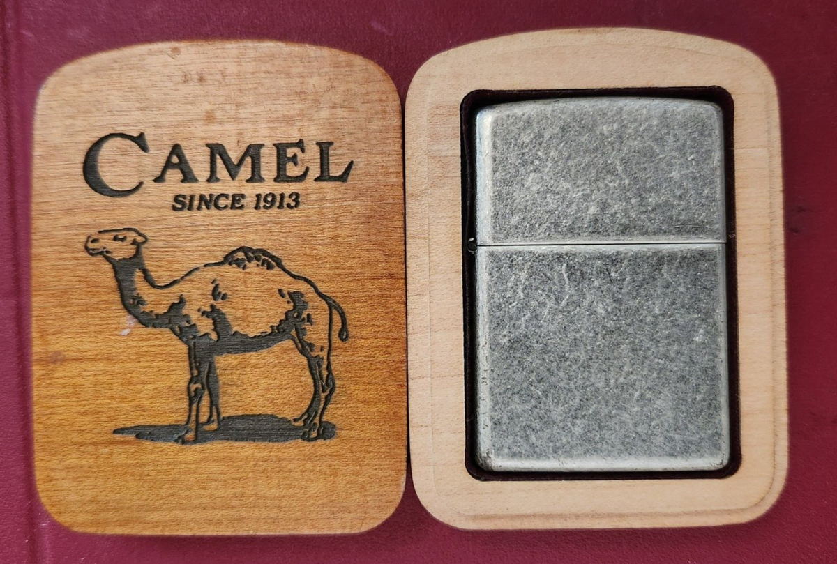 Zippo 1998 Camel Silver Plate Lighter Engraved Wood Box JXIV Zippo 1998 Camel Silver Plate Lighter Engraved Wood Box JXIV