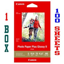 100 SHEETS ... CANON PHOTO PAPER PLUS GLOSSY II  4" x 6"  1 BOX 