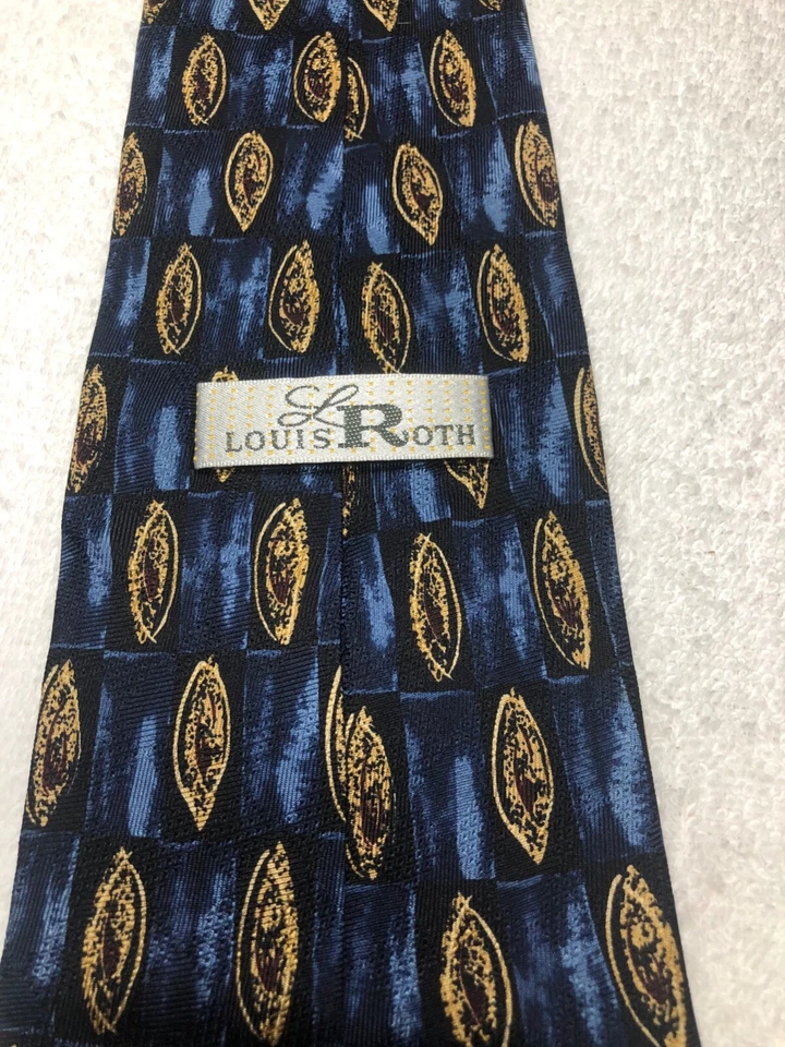LOUIS ROTH МУЖСКОЙ ГАЛСТУК СИНИЙ С ЗОЛОТОМ И БОРДОВЫЙ 4 X 60 - Изображение 4 из 4