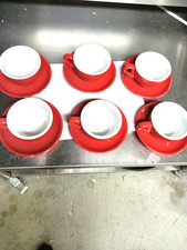 SET OF 6 NEW RED 200ml COFFEE OR TEA CUP & SAUCER, GIFT BOXED, FREE POSTAGE