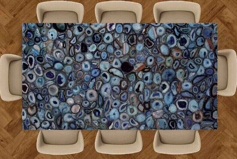 Luxury Blue Agate Dining Table – Handmade Modern Statement Piece for Homes & Caf - Image 2 of 4