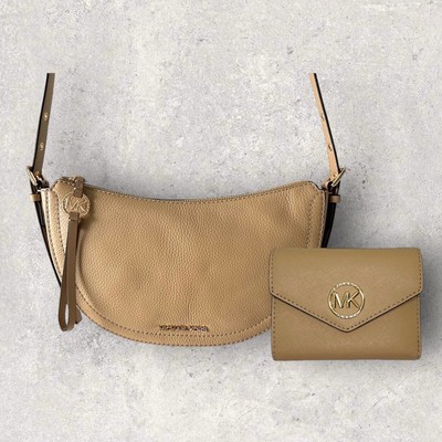 Michael Kors Tasche Portmonee Geldbörse Jet Set Camden Greenwich Beige Leder NEU