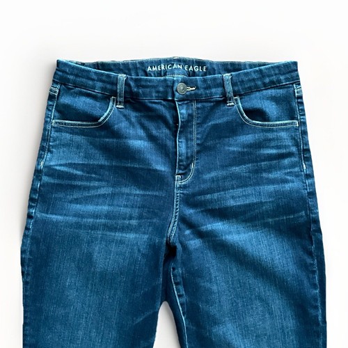 American Eagle 16 Long Blue Jeans Curvy Hi-Rise Jegging Crop Raw Hem Button - Bild 5 von 6