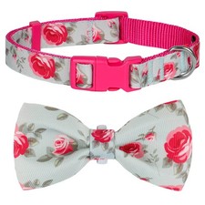 Dog Collar with Bow Tie Soft and Comfortable Adjustable Bowtie Dog Collar for...