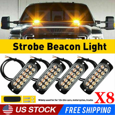 8pcs 12led Amber Truck Car Flashing Hazard Warning Beacon Flash Strobe Bar Light 8pcs 12led Amber Truck Car Flashing Hazard Warning Beacon Flash Strobe Bar Light