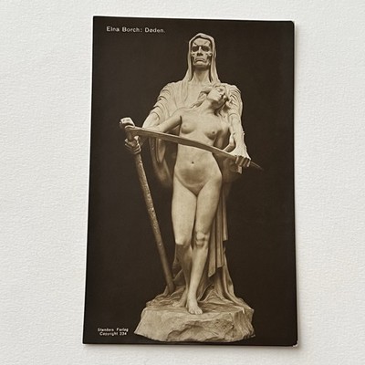 Antique RPPC Real Postcard Photograph Death and the Maiden Elna Borch Sculpture