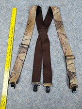 VTG Realtree Camo Clip-On Hunting Suspenders 2" Wide Adjustable Stretchy Brown