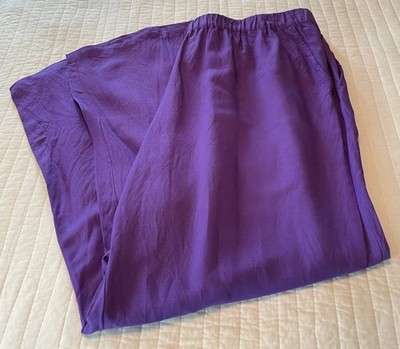 Ulla Popken Women s 24 The Luxury Selection Purple Ankle Pants Linen Viscose