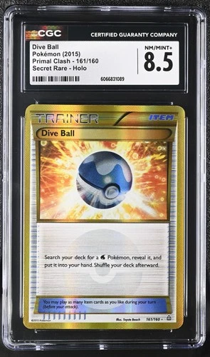 CGC 8.5 Dive Ball 2015 Primal Clash 161/160 Secret Rare Holo Pokemon Card