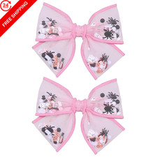 4" Halloween Hair Bows Pack of 2 Pink Ghost Tulle Mesh 4 Inch, Halloween-B