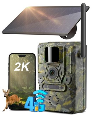 Xega 4G Solar Cellular Trail Camera with Live Feed, 2K GPS 7800mAh Wildlife C...