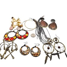 Lot of 8 Pairs of Earrings Mixed Materials De...