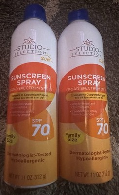 2x Studio Selection Sunscreen Spray SPF 70 (Family Size - 11oz Each) Exp 10/26