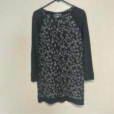 Loft grey women's leopard print sweater dress cotton xs