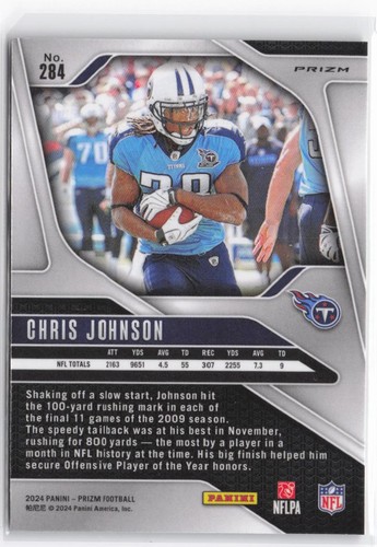 2024 Panini Prizm Chris Johnson #284 Green Tennessee Titans - Picture 2 of 2