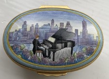 Halcyon Days Enamel Trinket Box Blue  Music Box Rhapsody Limited Edition No. 744