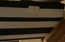 Kate Spade New York Coated Pebbled Leather Bifold Wallet Striped Black White