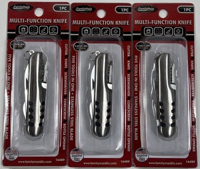 New 5-in-1 Multi-Function Knife Stainless Steel Blade 3 Pack Sealed Box