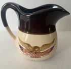 McCoy Pottery Spirit of '76 Pitcher 1 Qt Creamer Pitcher Eagle & Flag USA